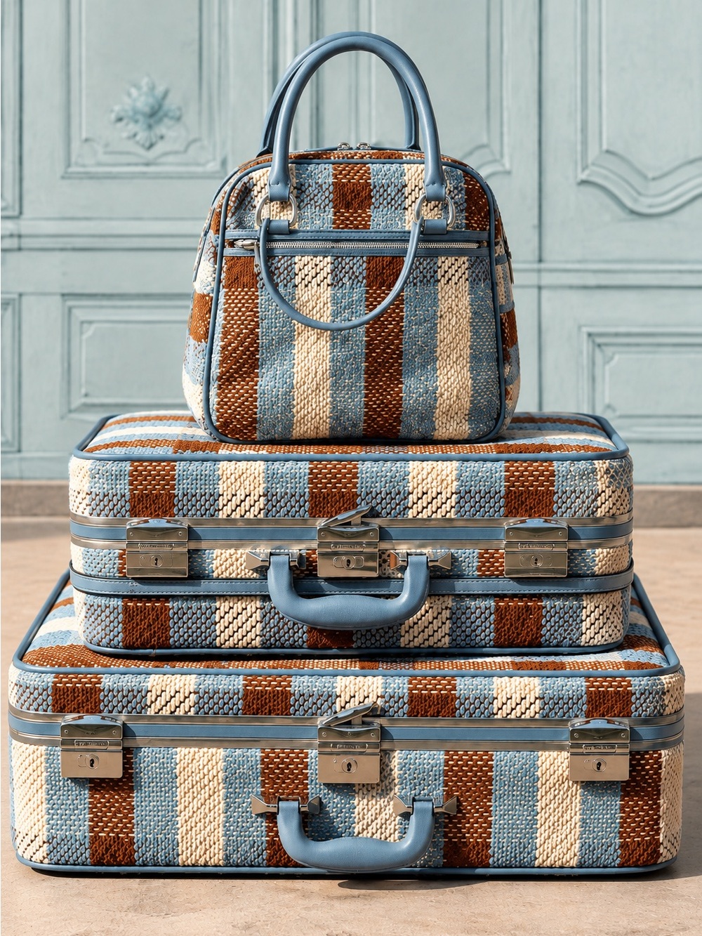 Authentic Skyway 3 Piece Vintage Luggage Set - circa 1970